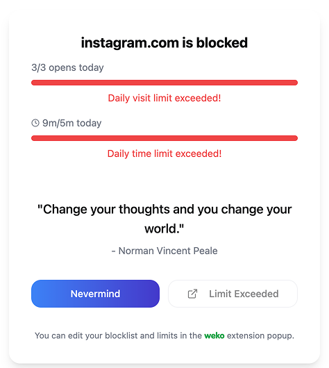 Weko mindfulness reminder
