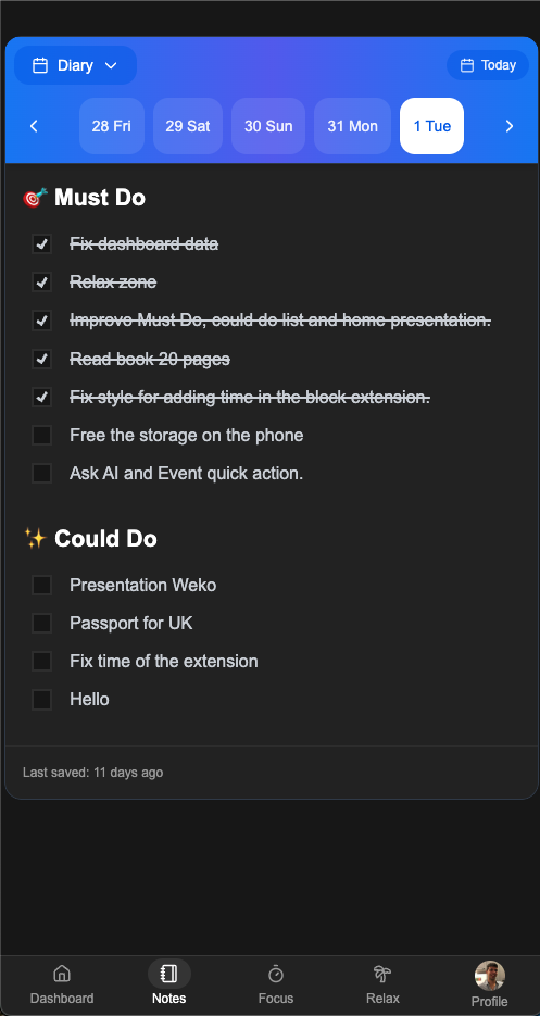 Weko mobile app interface